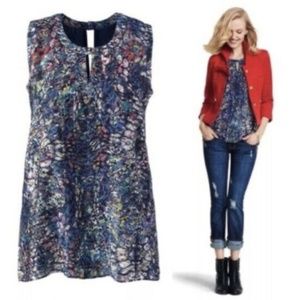 CAbi #3093 Women's Stained Glass Keyhole Sleeveless Blouse Size Medium